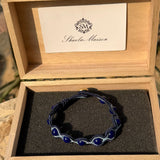 Handmade bracelet with blue agate and embroidered detailing – Sir Roberts