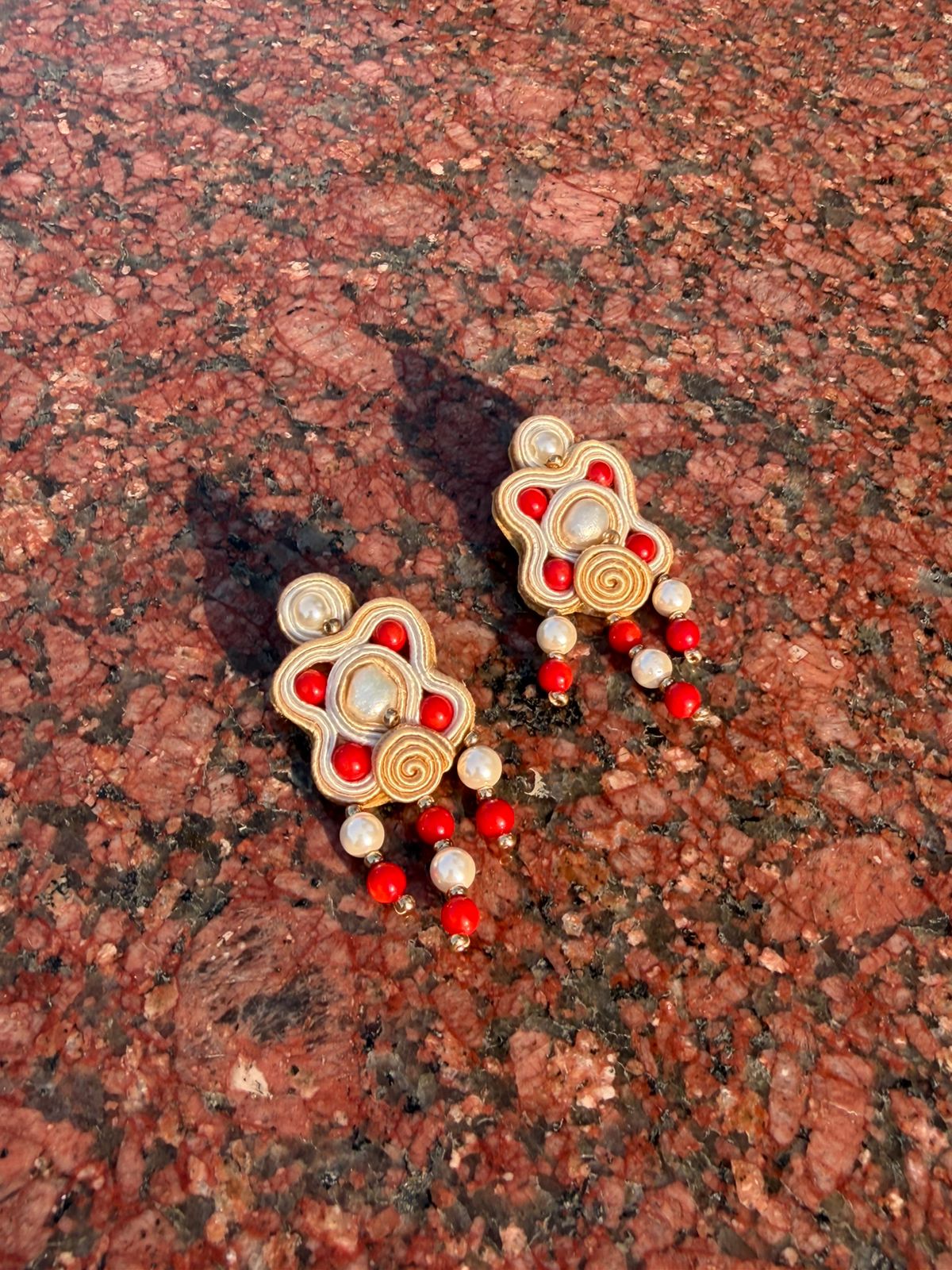 Handmade Italian pearl and coral chandelier earrings – Fleur-Chandelier Collection