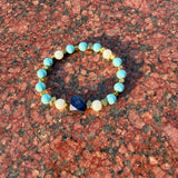 Men’s bracelet with lapis, white agate, sunstones and gold-plated hematite – Sir Luxury