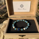Men’s bracelet with lapis, angelite, white agate and gold-plated hematite – Sir Luxury