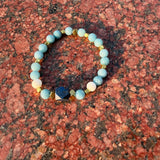 Men’s bracelet with lapis, angelite, white agate and gold-plated hematite – Sir Luxury