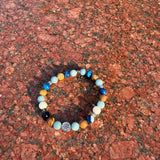 Men’s bracelet with hematite anchor plate, angelite, paesina stone, white agate, blue agate and hematite cubes – Sir Edwin