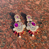 Handmade Italian fuchsia Swarovski earrings with rhinestones – Vittoria Collection