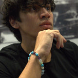 Men’s bracelet with hematite anchor plate, turquoise four-flowers paste, amethyst, green agate and hematite cubes – Sir Edwin