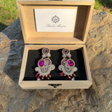 Handmade Italian fuchsia Swarovski earrings with rhinestones – Vittoria Collection