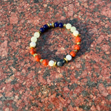 Men’s bracelet with lapis, green agate, turquoise paste, blue sunstones, paesina stone and gold-plated hematite – Sir Luxury