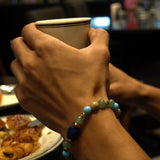 Lapis Stone, Green Agate, Turquoise Paste, Paesina Stone, Gold-Plated Hematite Cubes