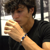 Lapis Stone, White Agate, Sunstones, Gold-Plated Hematite Cubes