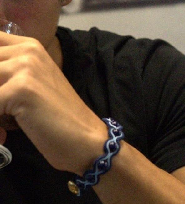 Handmade bracelet with blue agate and embroidered detailing – Sir Roberts