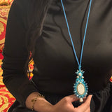 Handmade Italian mother-of-pearl and turquoise necklace with crystal halo – Regina Collection