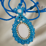 Handmade Italian mother-of-pearl and turquoise necklace with crystal halo – Regina Collection