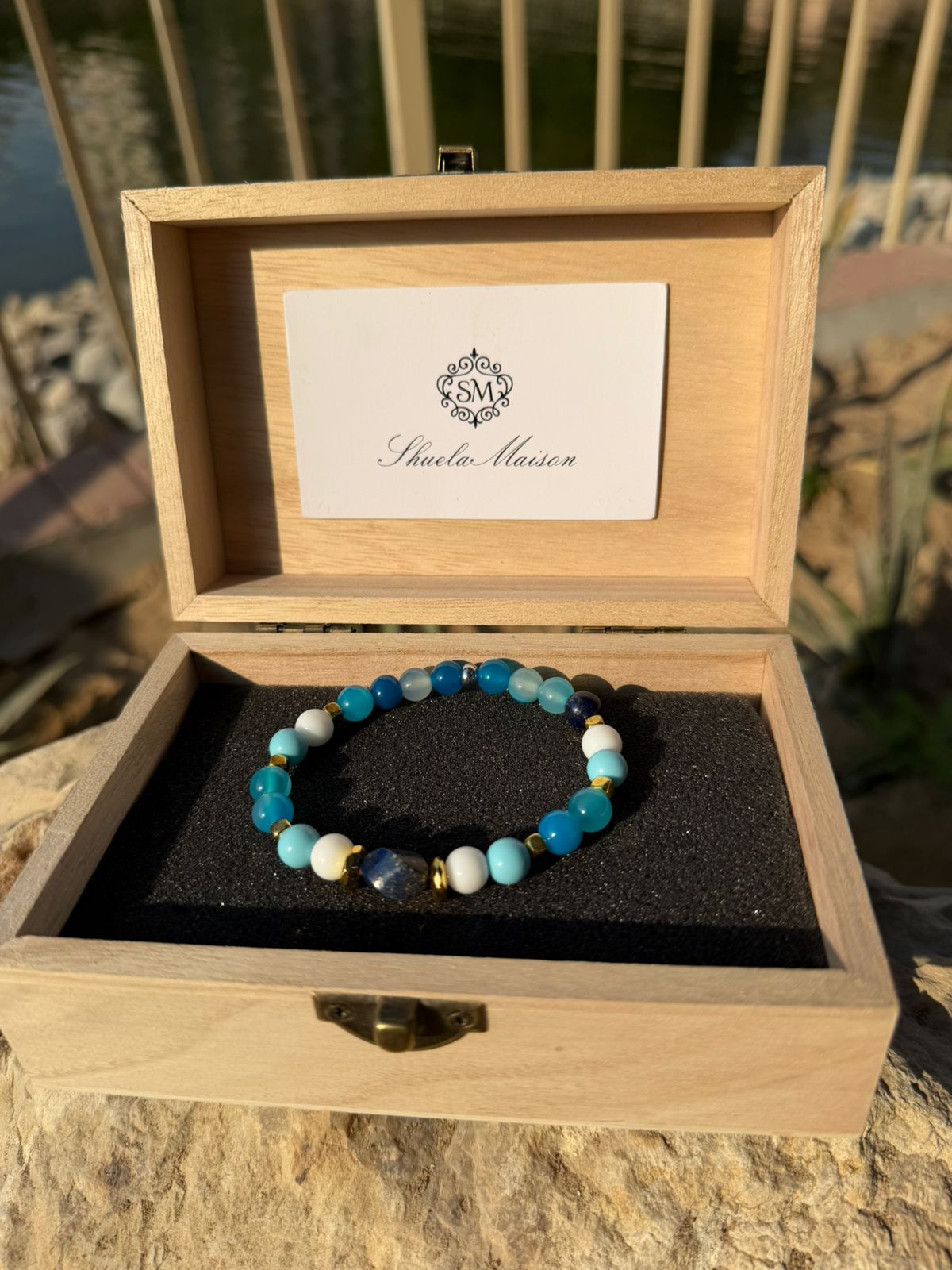 Handmade Italian men’s bracelet with lapis, turquoise agate paste and blue agate – Sir Luxury