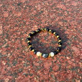 Men’s bracelet with lapis, white agate, sunstone flowers and gold-plated hematite – Sir Luxury