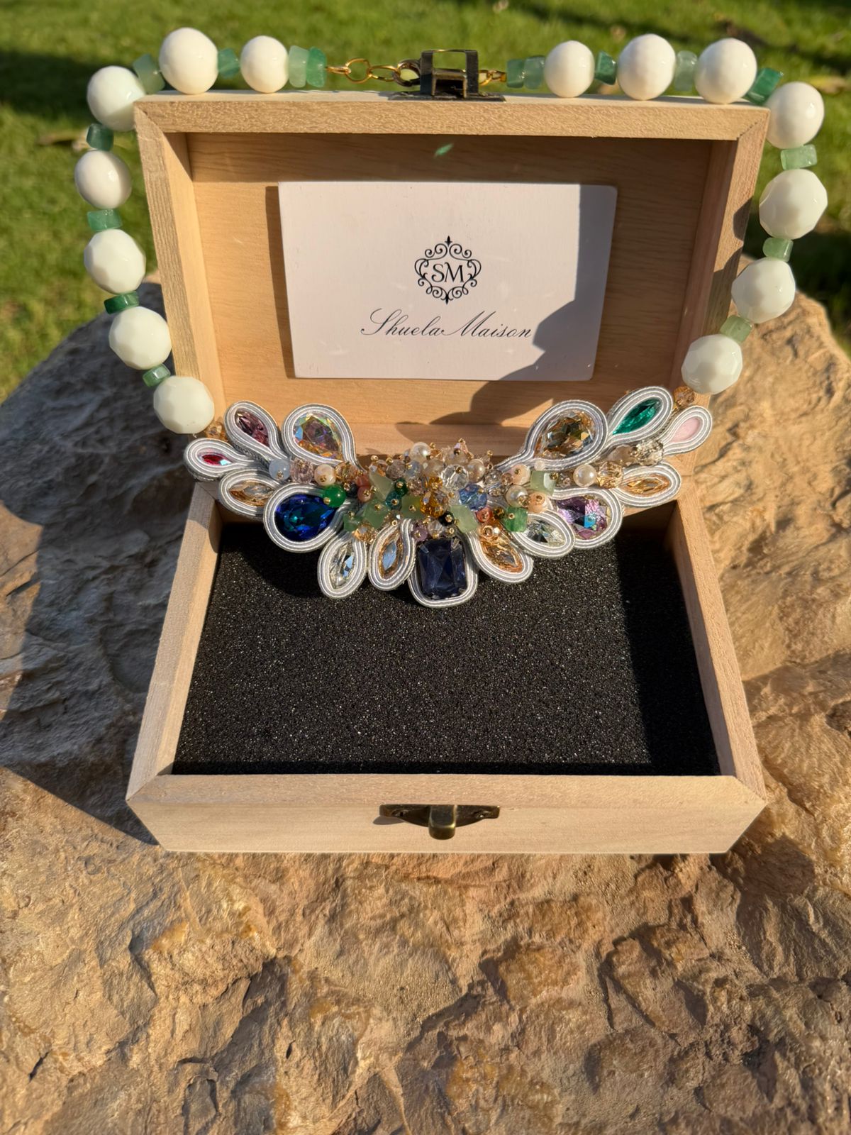 Handmade Italian multicolor agate and Swarovski necklace – Silfide Collection