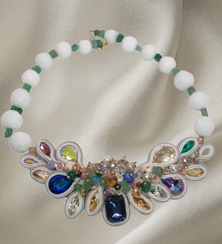 Handmade Italian multicolor agate and Swarovski necklace – Silfide Collection