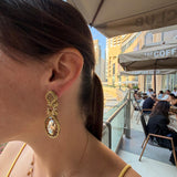 Handmade Italian earrings with golden crystal and gold-toned embroidery – Star Collection