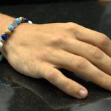 Hematite Plate with Anchor, Angelite, Paesina Stone, White Agate, Blue Agate, Hematite Cubes