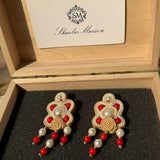 Handmade Italian pearl and coral chandelier earrings – Fleur-Chandelier Collection