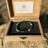 Men’s bracelet with lapis, green agate, turquoise paste, paesina stone and gold-plated hematite – Sir Luxury