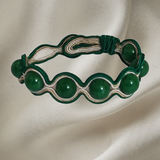 Handmade Italian green agate bracelet with emerald embroidered frame – Chic Collection